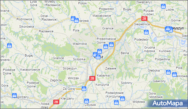 mapa Biecz powiat gorlicki, Biecz powiat gorlicki na mapie Targeo