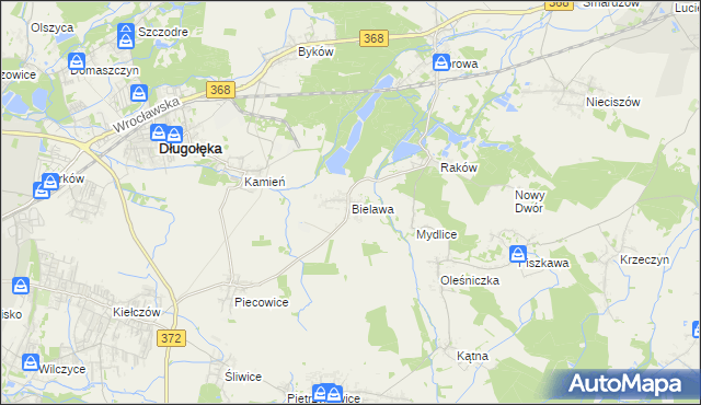 mapa Bielawa gmina Długołęka, Bielawa gmina Długołęka na mapie Targeo