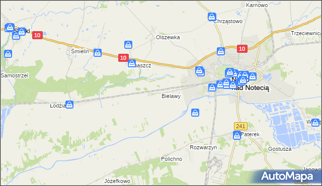 mapa Bielawy gmina Nakło nad Notecią, Bielawy gmina Nakło nad Notecią na mapie Targeo