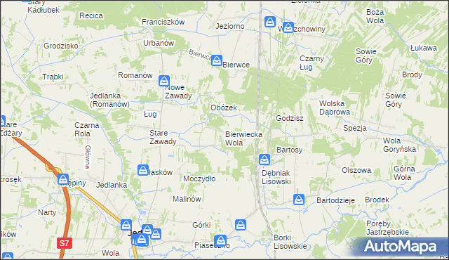 mapa Bierwiecka Wola, Bierwiecka Wola na mapie Targeo