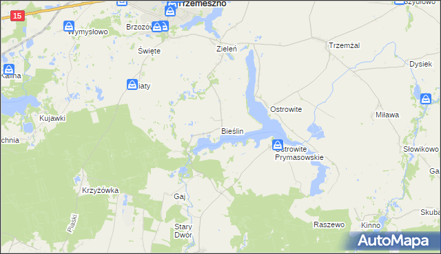 mapa Bieślin, Bieślin na mapie Targeo