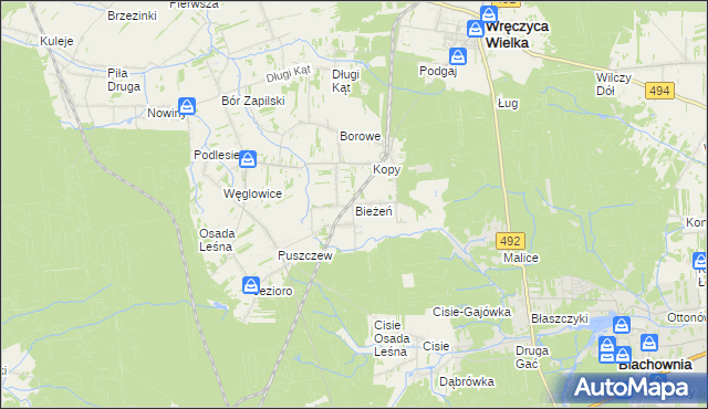 mapa Bieżeń, Bieżeń na mapie Targeo