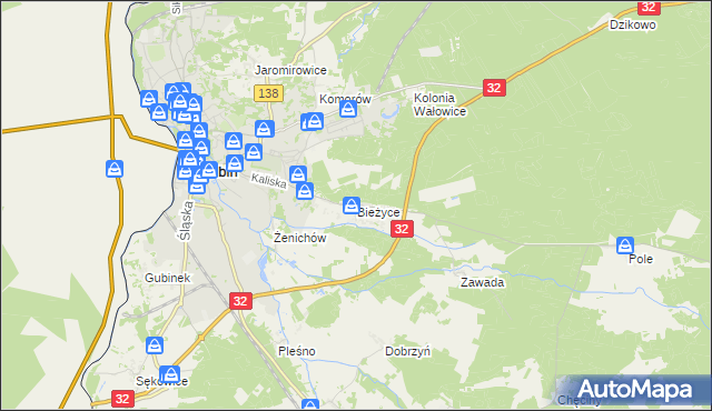 mapa Bieżyce, Bieżyce na mapie Targeo