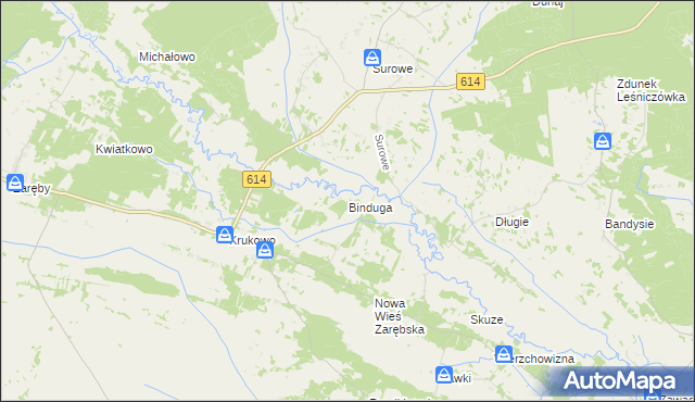 mapa Binduga gmina Chorzele, Binduga gmina Chorzele na mapie Targeo