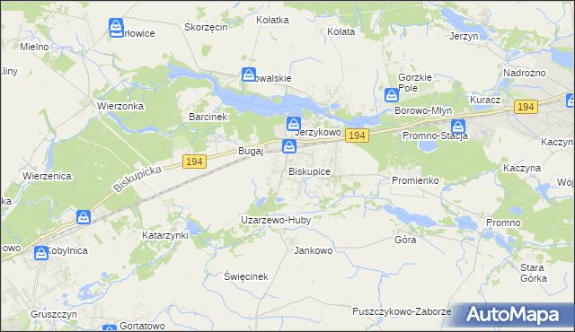mapa Biskupice gmina Pobiedziska, Biskupice gmina Pobiedziska na mapie Targeo