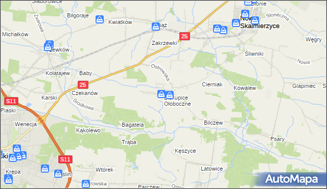 mapa Biskupice Ołoboczne, Biskupice Ołoboczne na mapie Targeo