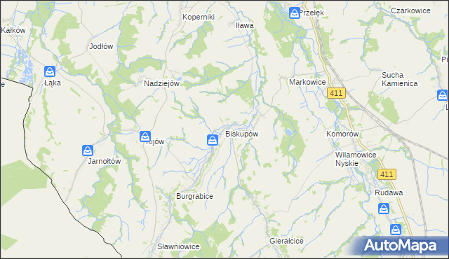 mapa Biskupów, Biskupów na mapie Targeo