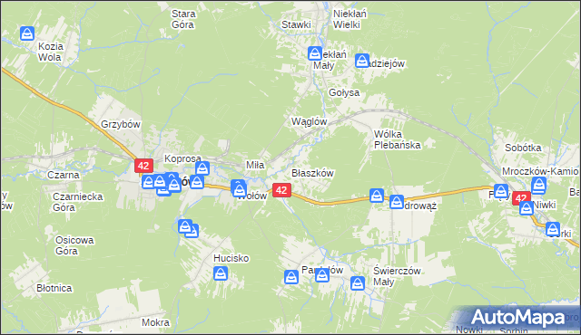 mapa Błaszków, Błaszków na mapie Targeo
