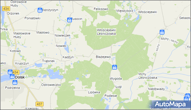 mapa Błażejewo gmina Dolsk, Błażejewo gmina Dolsk na mapie Targeo