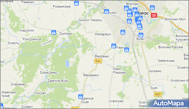 mapa Bledzewo, Bledzewo na mapie Targeo