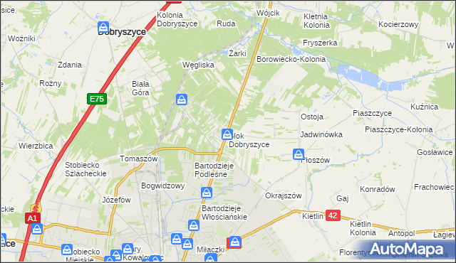 mapa Blok Dobryszyce, Blok Dobryszyce na mapie Targeo