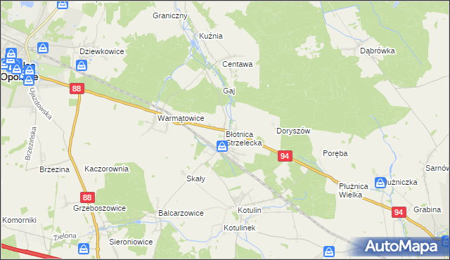 mapa Błotnica Strzelecka, Błotnica Strzelecka na mapie Targeo