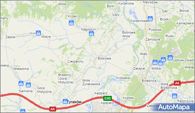 mapa Bobrowa gmina Żyraków, Bobrowa gmina Żyraków na mapie Targeo