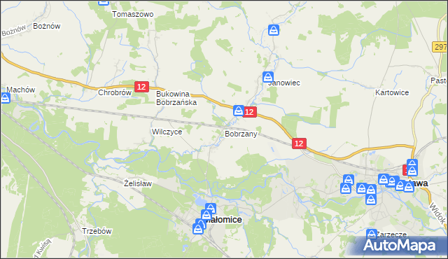 mapa Bobrzany, Bobrzany na mapie Targeo