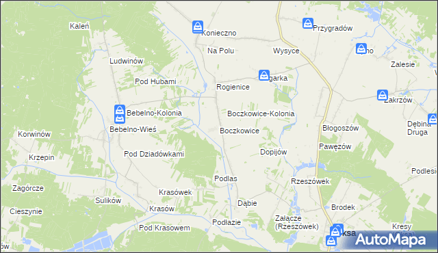 mapa Boczkowice gmina Włoszczowa, Boczkowice gmina Włoszczowa na mapie Targeo