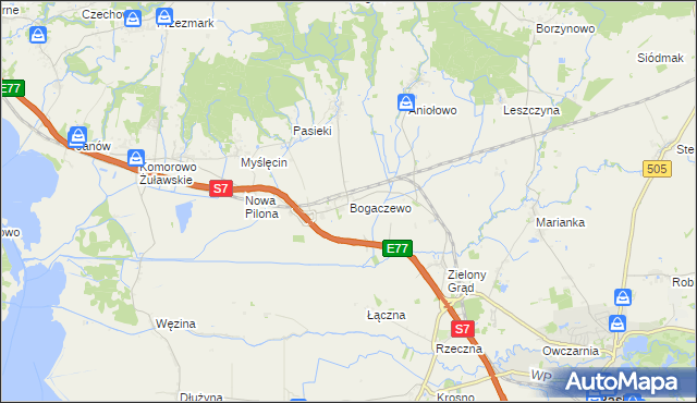 mapa Bogaczewo gmina Elbląg, Bogaczewo gmina Elbląg na mapie Targeo