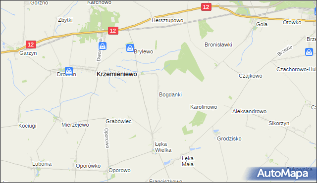 mapa Bogdanki gmina Poniec, Bogdanki gmina Poniec na mapie Targeo