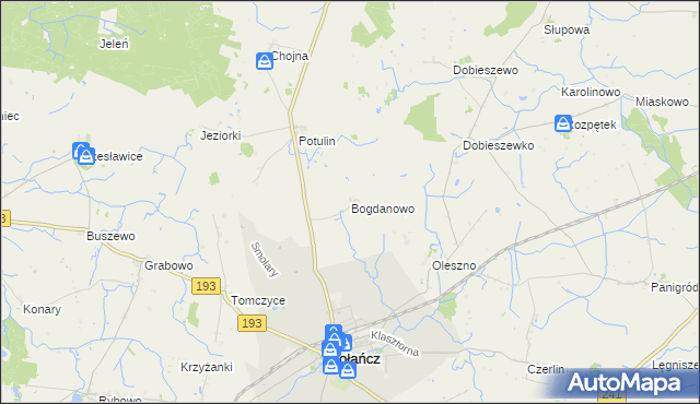 mapa Bogdanowo gmina Gołańcz, Bogdanowo gmina Gołańcz na mapie Targeo