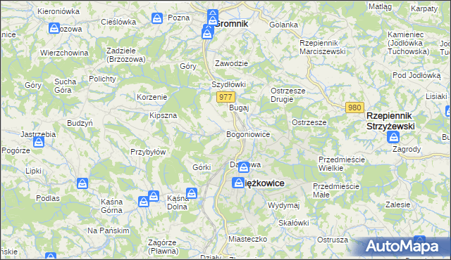 mapa Bogoniowice, Bogoniowice na mapie Targeo