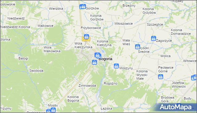 mapa Bogoria powiat staszowski, Bogoria powiat staszowski na mapie Targeo