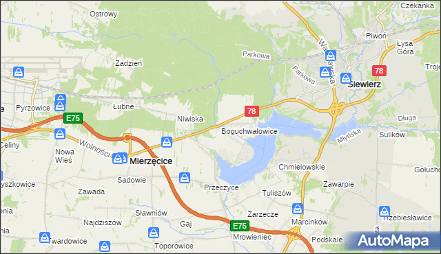 mapa Boguchwałowice, Boguchwałowice na mapie Targeo