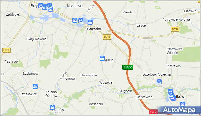 mapa Bogucin gmina Garbów, Bogucin gmina Garbów na mapie Targeo