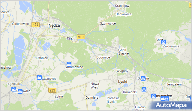 mapa Bogunice, Bogunice na mapie Targeo