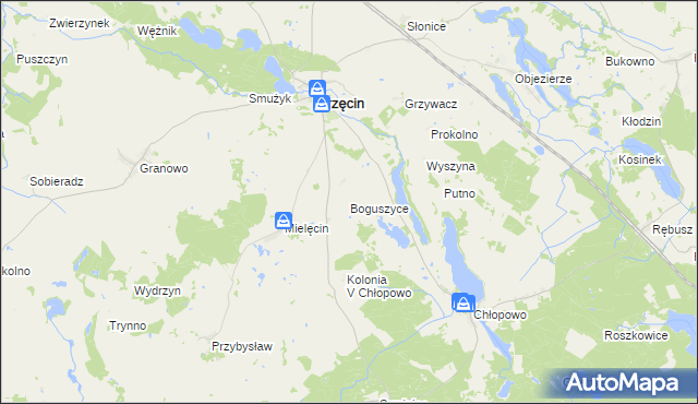 mapa Boguszyce gmina Krzęcin, Boguszyce gmina Krzęcin na mapie Targeo