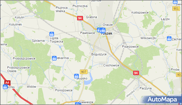 mapa Boguszyce gmina Toszek, Boguszyce gmina Toszek na mapie Targeo