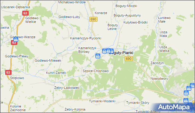 mapa Boguty-Żurawie, Boguty-Żurawie na mapie Targeo