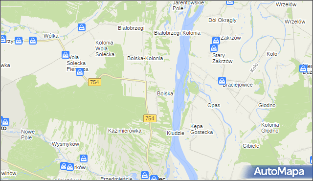 mapa Boiska, Boiska na mapie Targeo