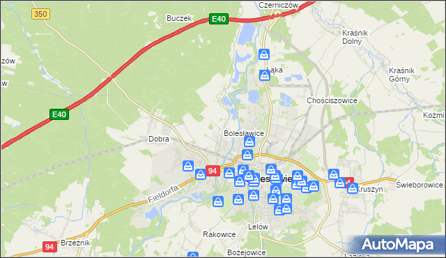 mapa Bolesławice gmina Bolesławiec, Bolesławice gmina Bolesławiec na mapie Targeo