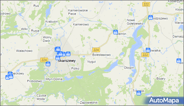 mapa Bolesławowo gmina Skarszewy, Bolesławowo gmina Skarszewy na mapie Targeo