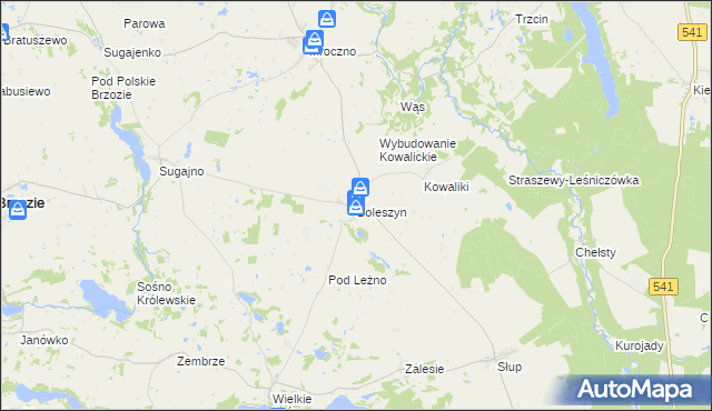 mapa Boleszyn gmina Grodziczno, Boleszyn gmina Grodziczno na mapie Targeo