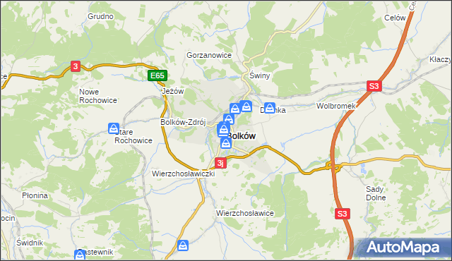 mapa Bolków powiat jaworski, Bolków powiat jaworski na mapie Targeo