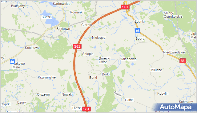 mapa Borecki Dwór, Borecki Dwór na mapie Targeo