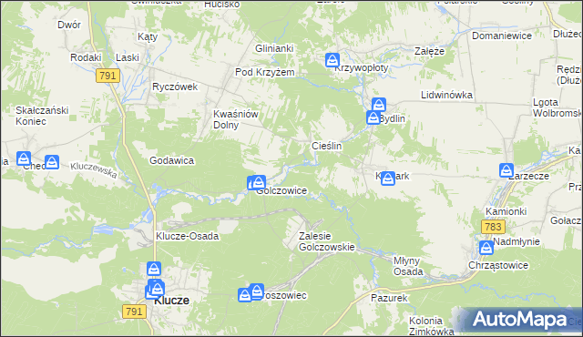 mapa Borek gmina Klucze, Borek gmina Klucze na mapie Targeo