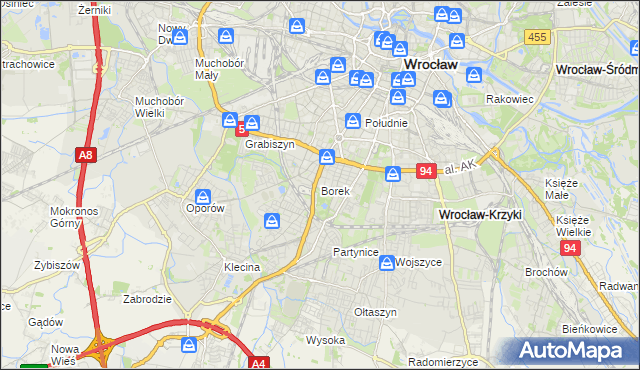mapa Borek gmina Wrocław, Borek gmina Wrocław na mapie Targeo