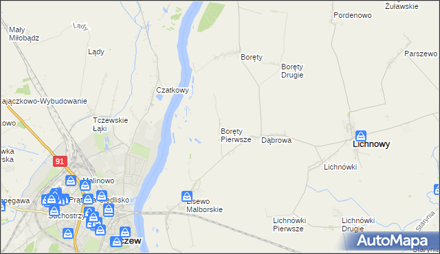mapa Boręty Pierwsze, Boręty Pierwsze na mapie Targeo