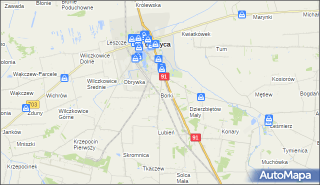 mapa Borki gmina Łęczyca, Borki gmina Łęczyca na mapie Targeo