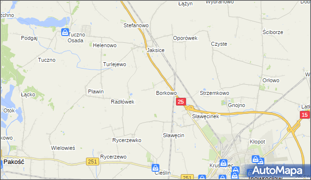 mapa Borkowo gmina Inowrocław, Borkowo gmina Inowrocław na mapie Targeo