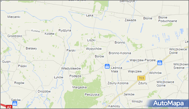 mapa Borów gmina Łęczyca, Borów gmina Łęczyca na mapie Targeo