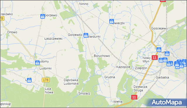mapa Boruchowo, Boruchowo na mapie Targeo