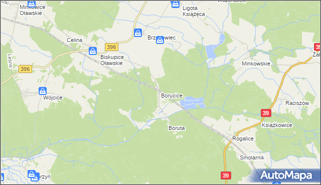 mapa Borucice gmina Lubsza, Borucice gmina Lubsza na mapie Targeo