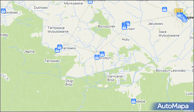 mapa Boruszyn gmina Połajewo, Boruszyn gmina Połajewo na mapie Targeo