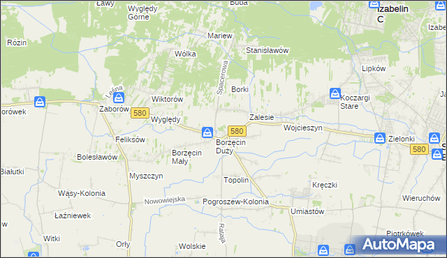 mapa Borzęcin gmina Stare Babice, Borzęcin gmina Stare Babice na mapie Targeo