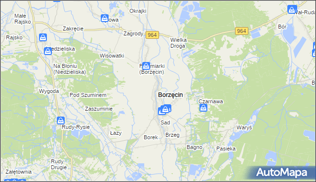mapa Borzęcin powiat brzeski, Borzęcin powiat brzeski na mapie Targeo