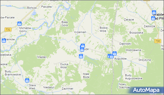 mapa Boże gmina Stromiec, Boże gmina Stromiec na mapie Targeo