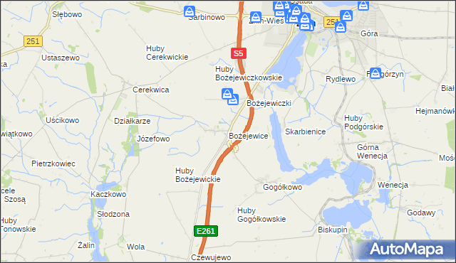 mapa Bożejewice gmina Żnin, Bożejewice gmina Żnin na mapie Targeo