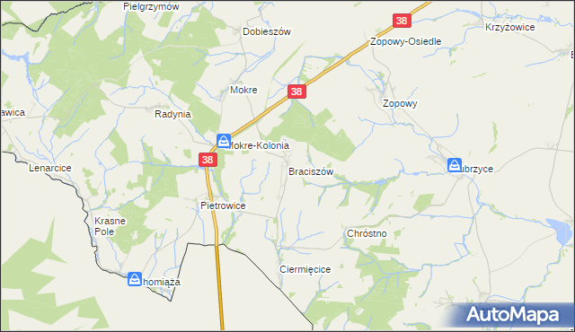 mapa Braciszów, Braciszów na mapie Targeo